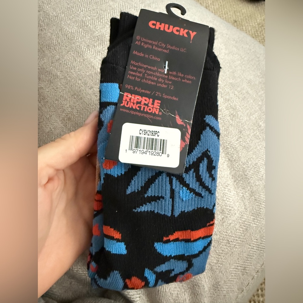 Ripple Junction Horror Graphic Socks - Black and Blue - Picture 2 of 2